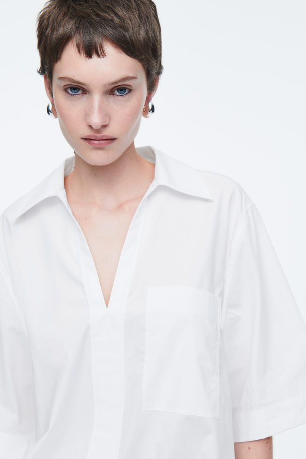 COS Open-collar Drawstring Blouse White