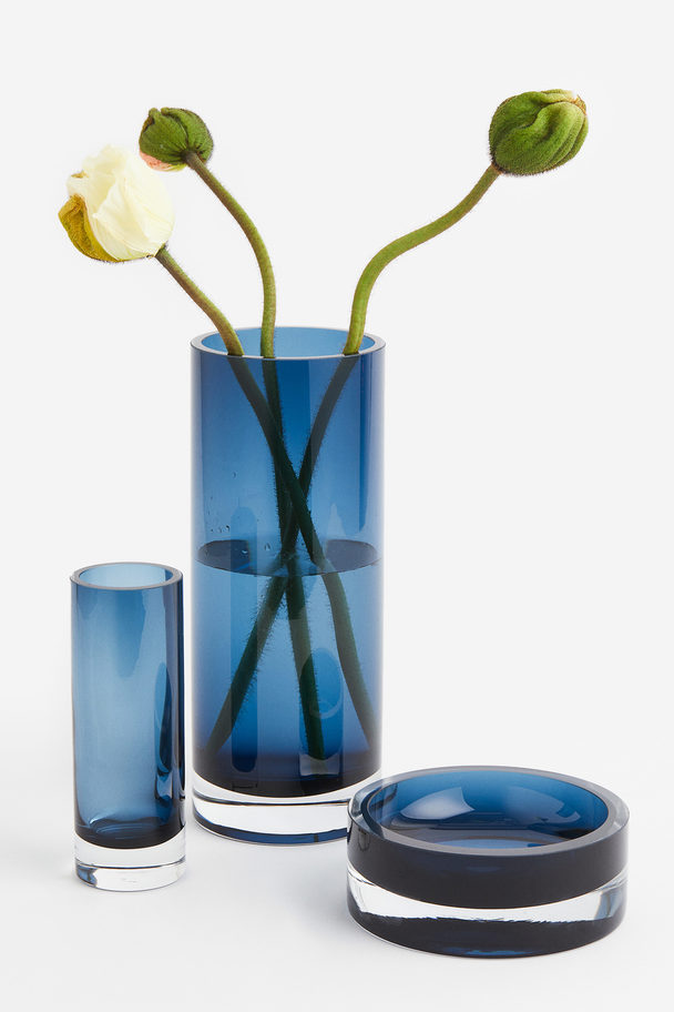 H&M HOME Tall Glass Vase Blue