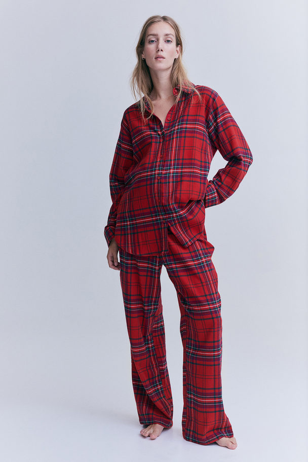 H&M Mama Before & After Flannel Pyjamas Red/checked