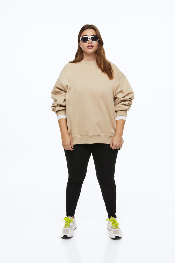 H&M H&m+ Oversized Sweatshirt Beige