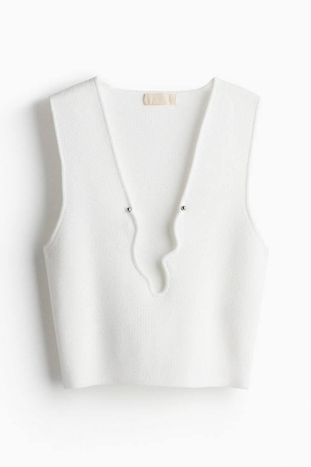 H&M Asymmetric-neck Vest Top White