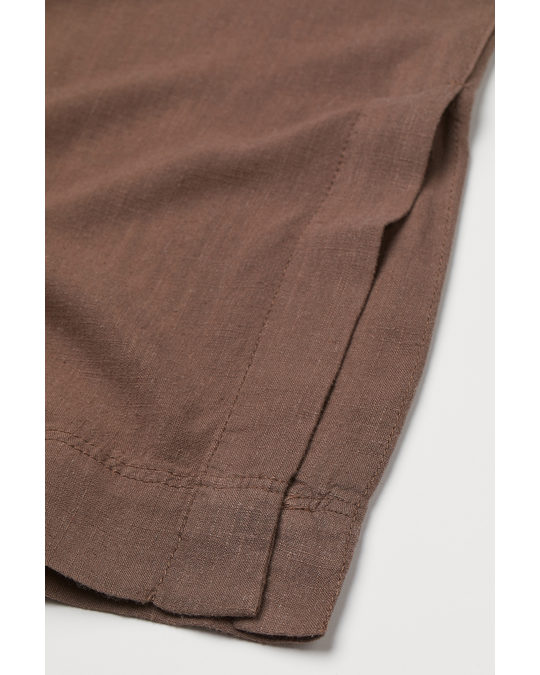 H&M Linen-blend Trousers Brown