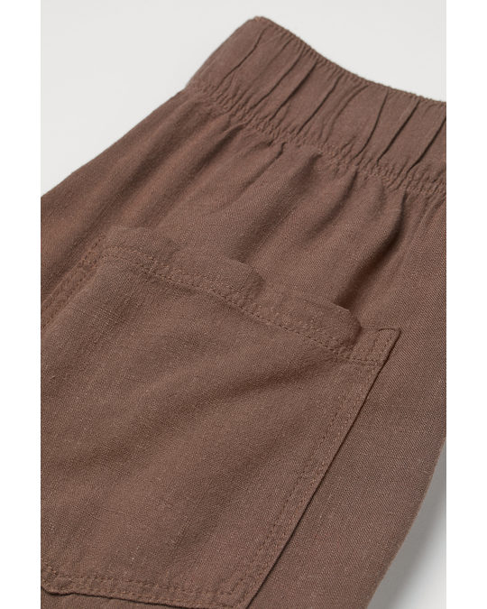 H&M Linen-blend Trousers Brown