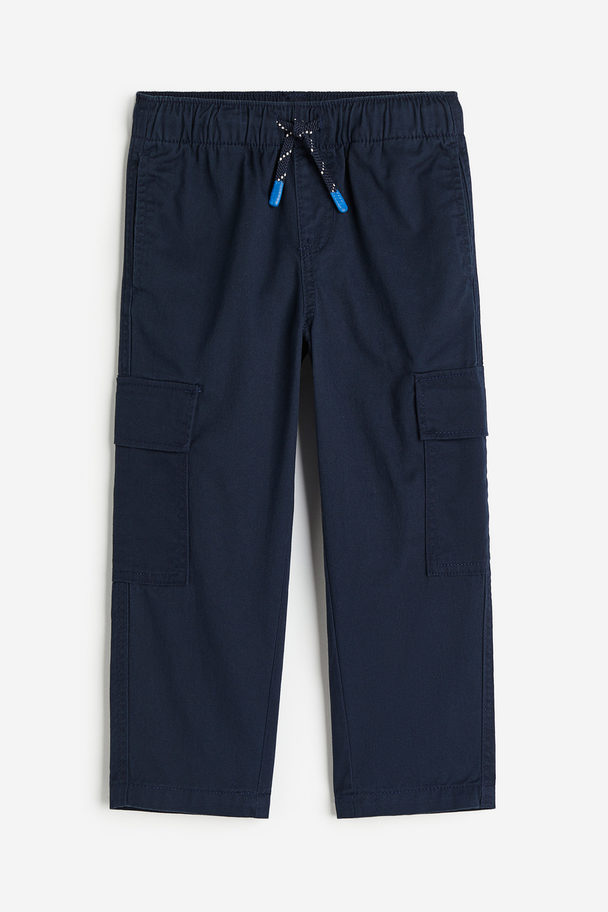 H&M Twill Cargo Trousers Navy Blue
