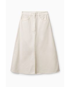 A-line Denim Skirt White