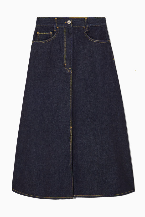 COS A-line Denim Midi Skirt Indigo Blue