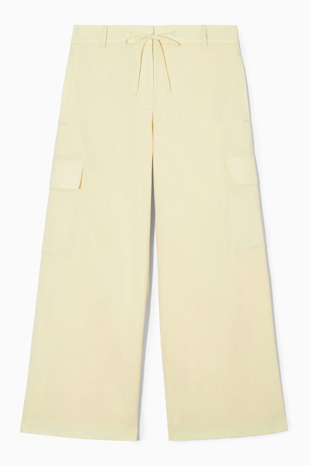 COS Wide-leg Wool Cargo Trousers Light Yellow