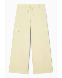 Wide-leg Wool Cargo Trousers Light Yellow