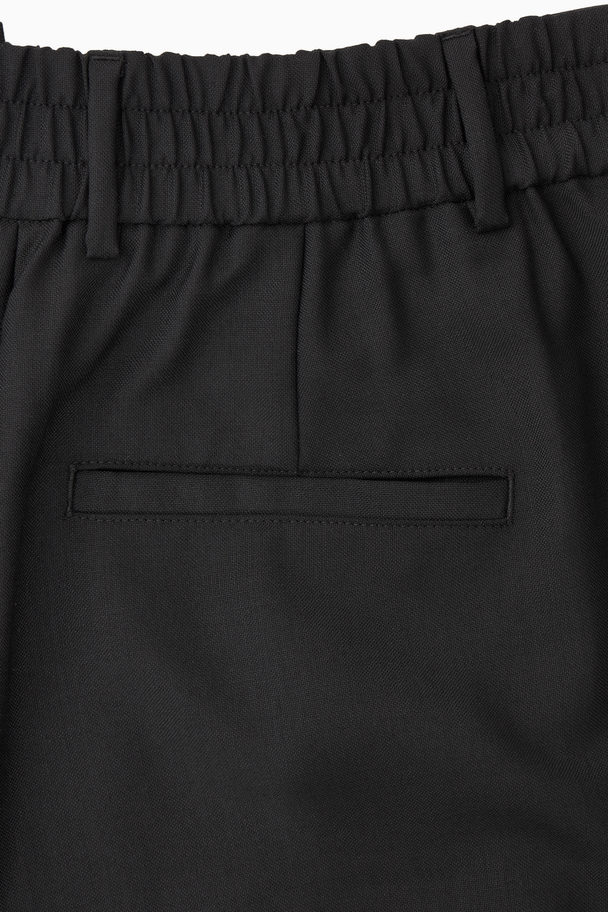COS Wide-leg Wool Cargo Trousers Black