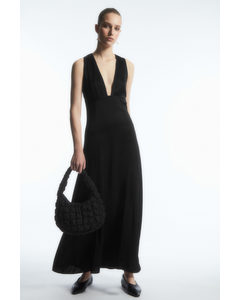 Plunge Open-back Maxi Dress Black