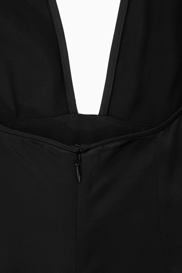 COS Plunge Open-back Maxi Dress Black