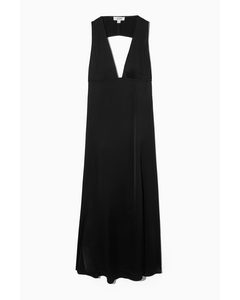 Plunge Open-back Maxi Dress Black