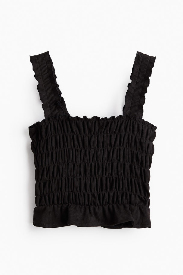 H&M Gesmoktes Kurztop Schwarz