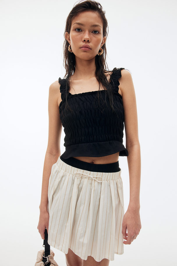 H&M Gesmokte Croptop Zwart