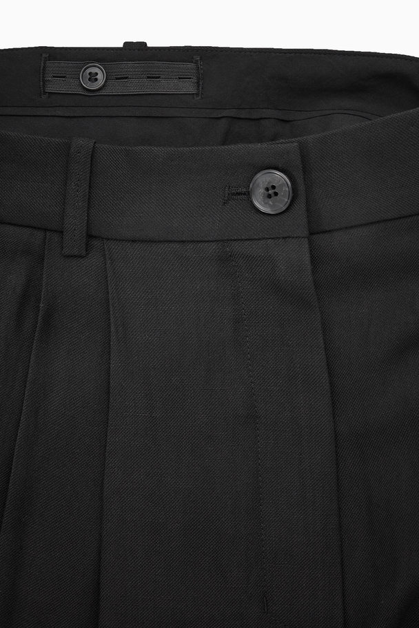 COS Straight-leg Linen-blend Trousers Black