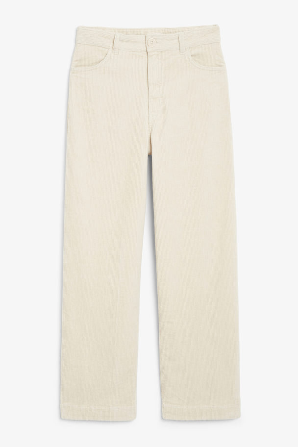 Monki Corduroy Trousers Straight Leg Stretch Off-white Off-white