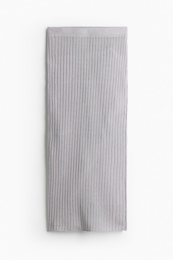 H&M Skinnende Nederdel I Ribstrik Sølv