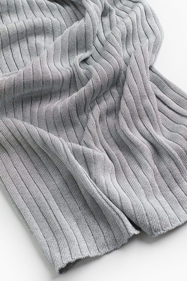 H&M Shimmering Rib-knit Skirt Silver-coloured