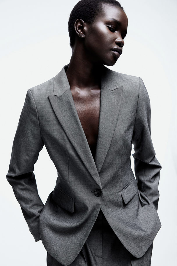H&M Fitted Blazer Dark Grey