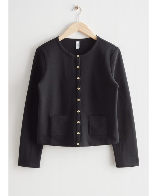 & Other Stories Gold Button Cardigan Black