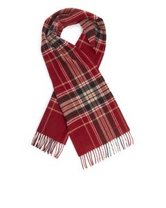Checked Wool Scarf Red