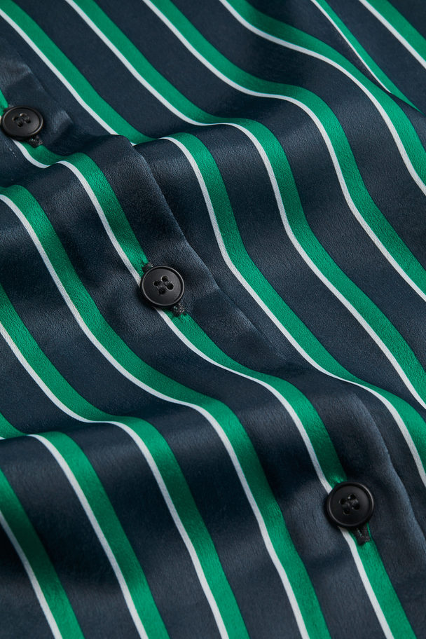 H&M Satin Shirt Green/striped