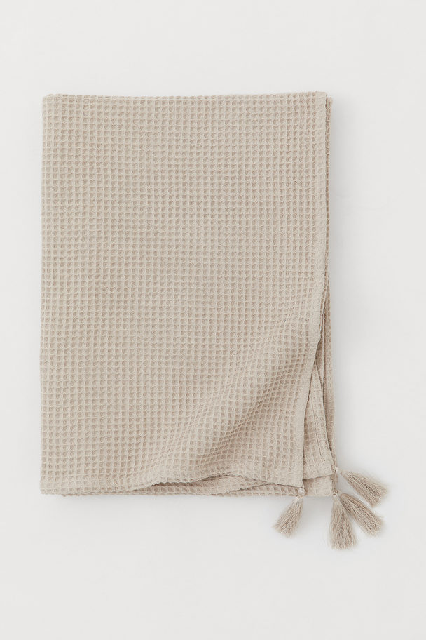 H&M HOME Waffled Cotton Blanket Light Beige