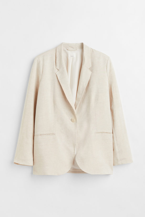 H&M H&m+ Linen-blend Jacket Light Beige