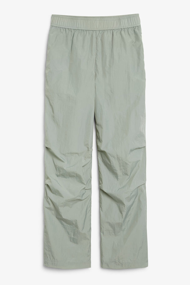 Monki Green Pull-on Relaxed Trousers Khaki Green