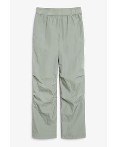 Green Pull-on Relaxed Trousers Khaki Green