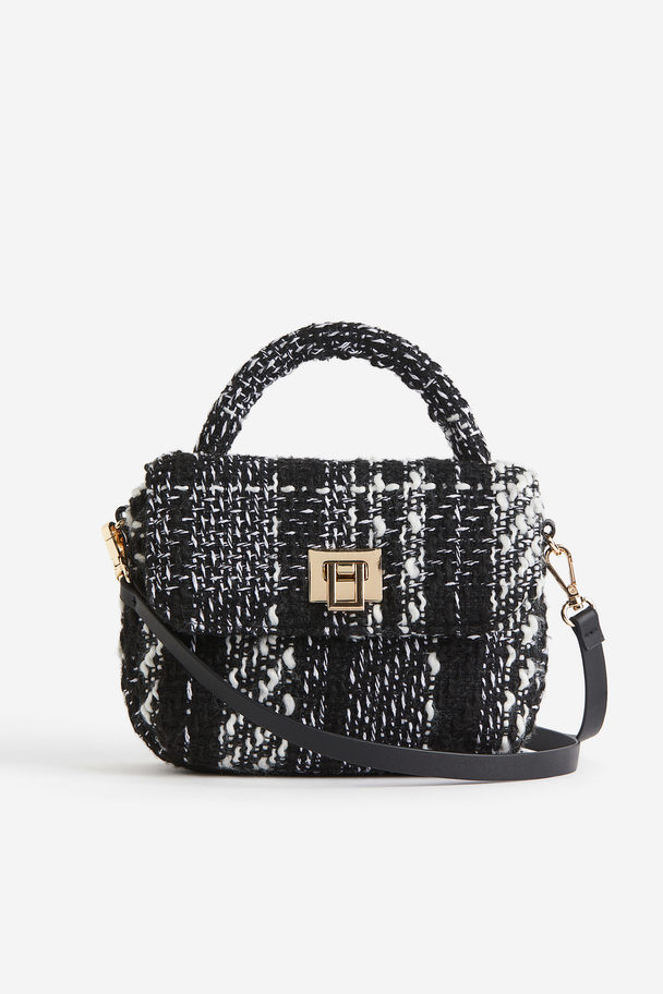 H&M Crossbody-Tasche aus Strukturstoff Schwarz/Weiß