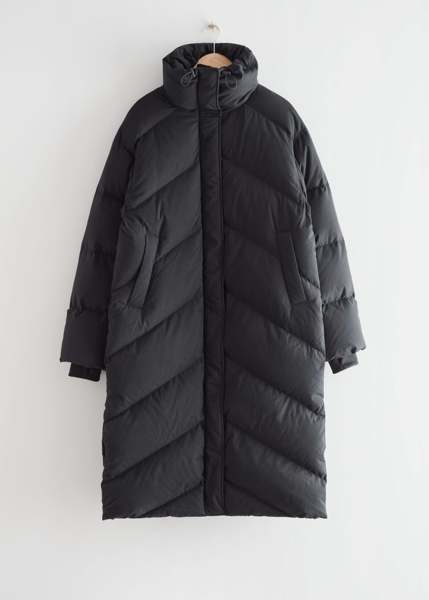 & Other Stories Oversized Down Puffer Coat Black
