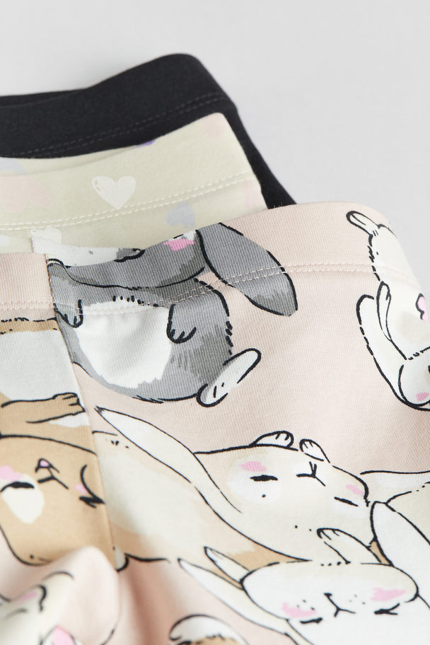 H&M 3-pack Jersey Leggings Light Pink/bunnies