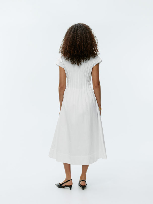 ARKET Midi Pleat Dress White