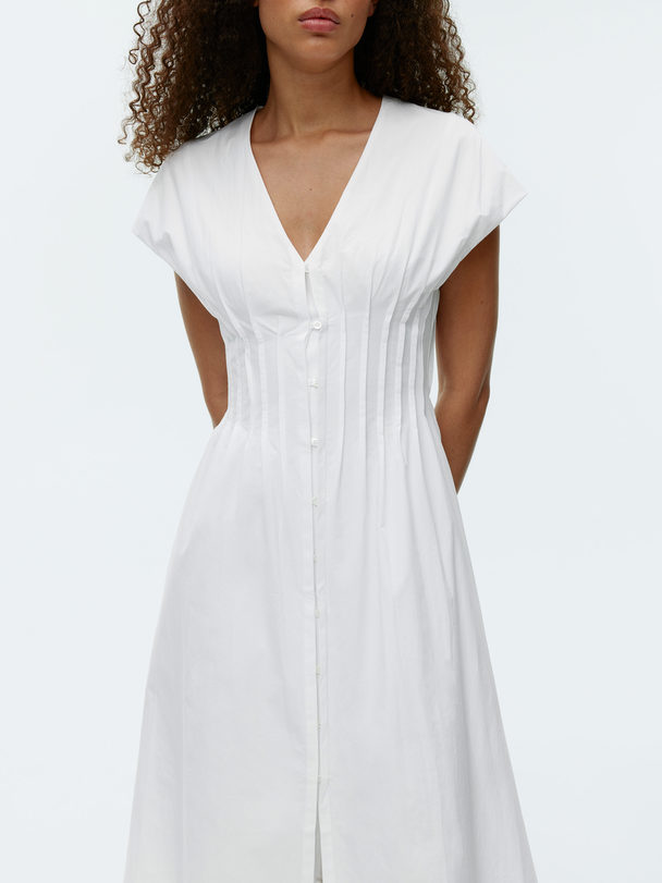 ARKET Midi Pleat Dress White