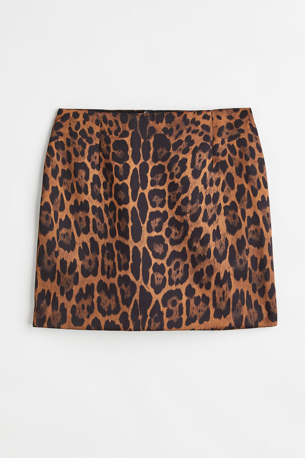 H&M Short Skirt Brown/leopard Print