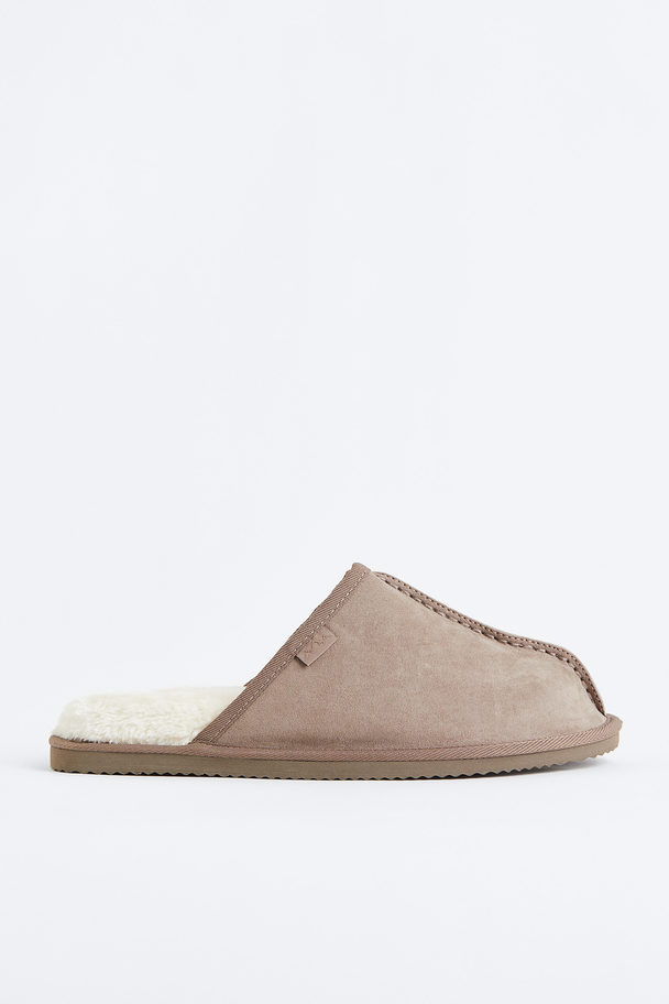 H&M Pile-lined Slippers Greige