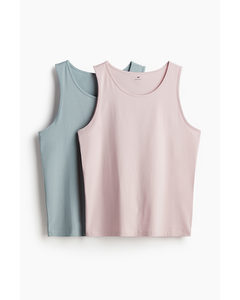 2-pack Regular Fit Vest Tops Turquoise/pink
