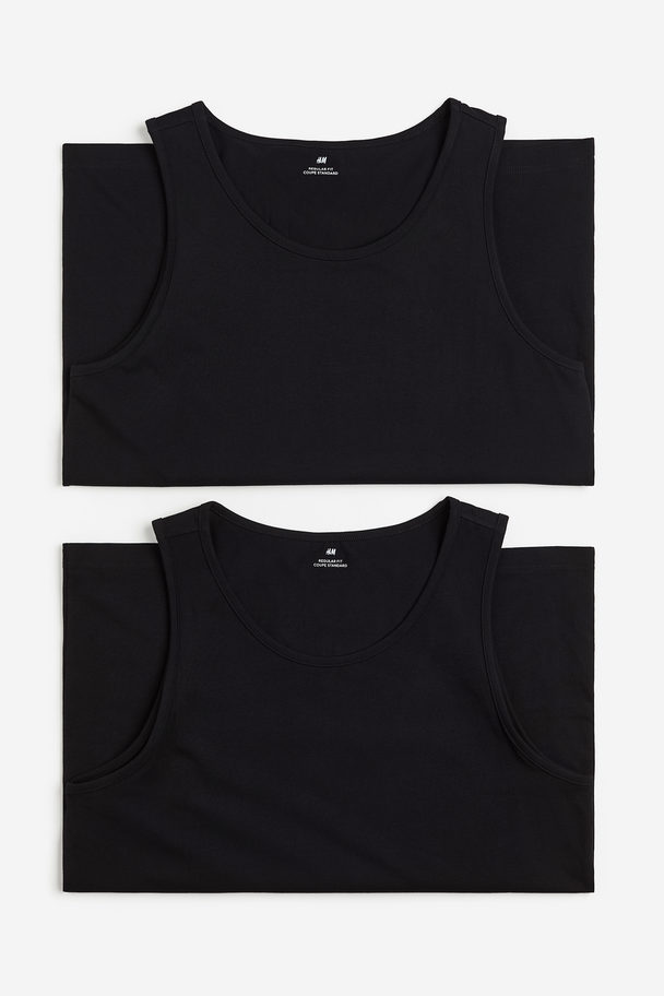 H&M 2-pack Regular Fit Vest Tops Black