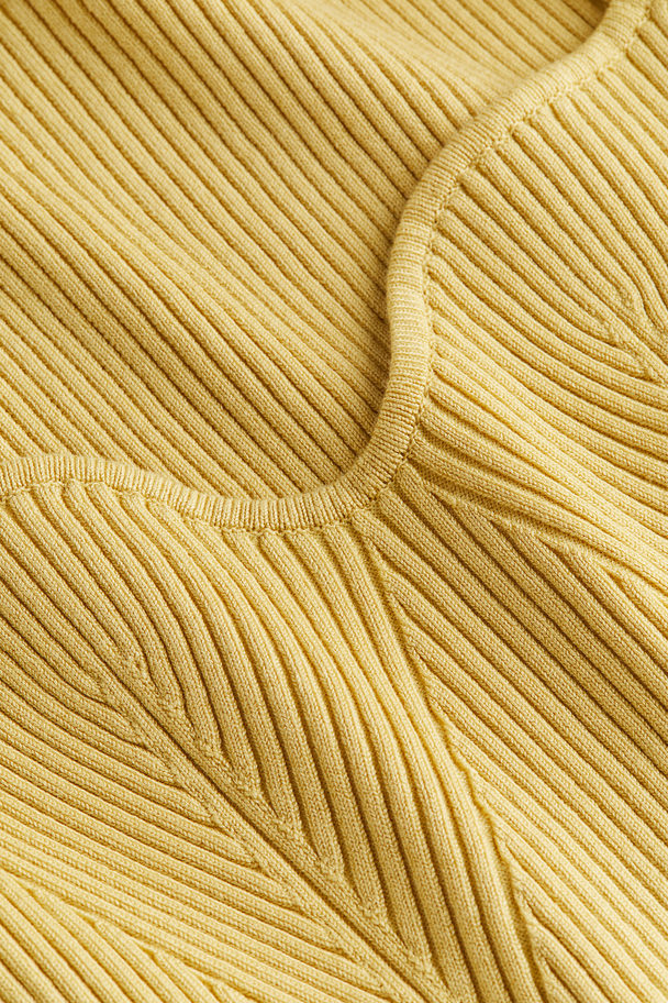 H&M Rib-knit Top Dusty Yellow