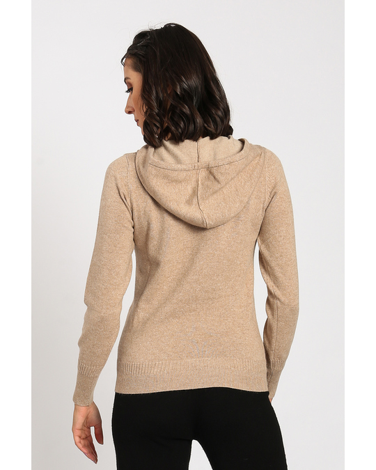William de Faye Hooded Sweater With Pockets Fancy Knitting At The Bottom Of The Sweater