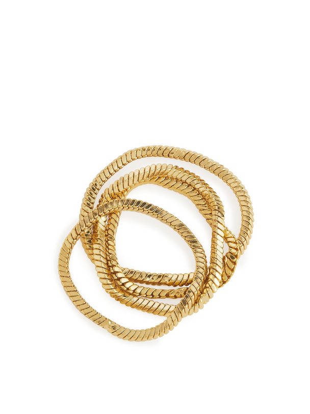 ARKET Gold-plated Chain Ring Set Of 4 Gold
