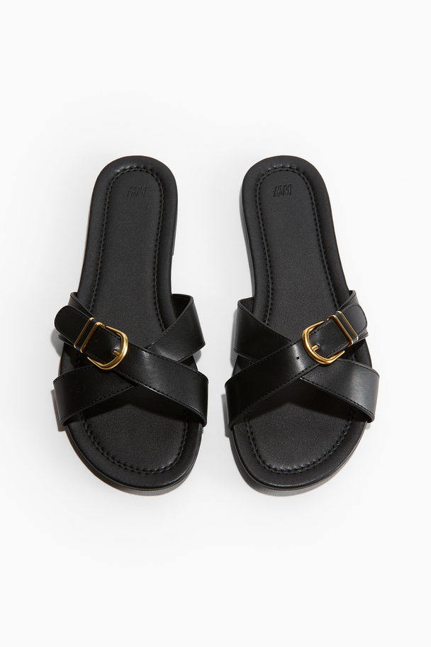 H&M Buckle-detail Sandals Black