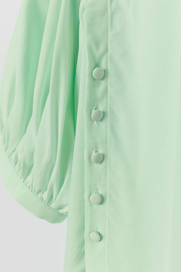 H&M Bluse mit Puffärmeln Hellgrün