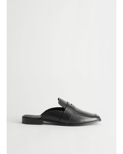 Leather Slip-on Loafers Black