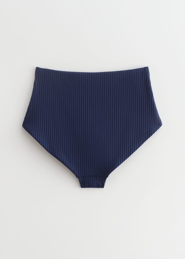 & Other Stories Ribbed High Waisted Bikini Briefs Navy