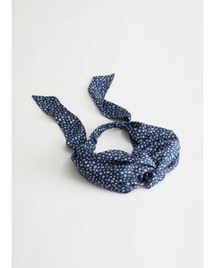 Stirnband mit Knoten Blau/Print