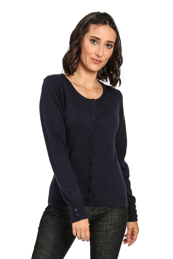 C&Jo Round-neck Cardigan With Fancy Buttoning And Buttons On Sleeves