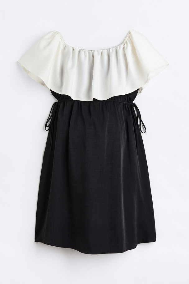 H&M Mama Off Shoulder-kjole Sort/hvit