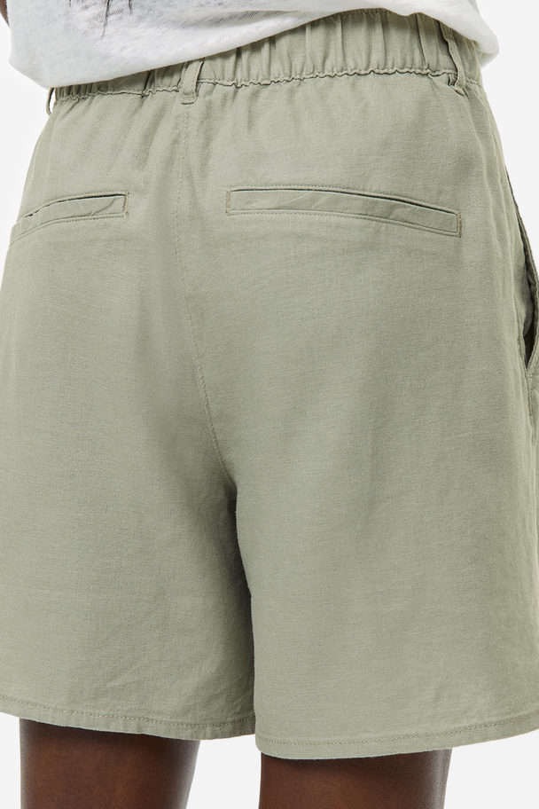 H&M Shorts aus Leinenmix Helles Khakigrün